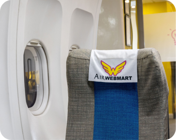Image of Air Webmart's meeting room - a lifelike meeting room that looks like an airplane.