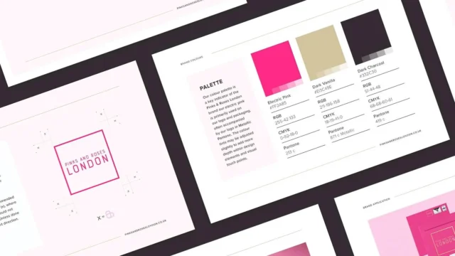 A close up of a creative branding document by Webmart's creative team of graphic designers