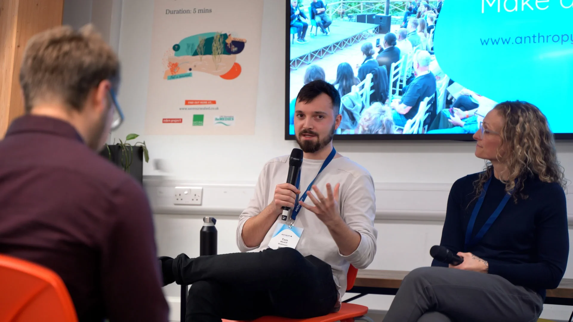 Tom Maskill talks at a marketing event for Anthropy on behalf of the digital marketing team at Webmart.