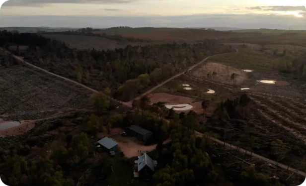 Webmart's Oxygen Farm shot from aerial footage using a drone to capture vast woodland area