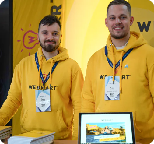 The Webmart team speaking at a print marketing speaker event.