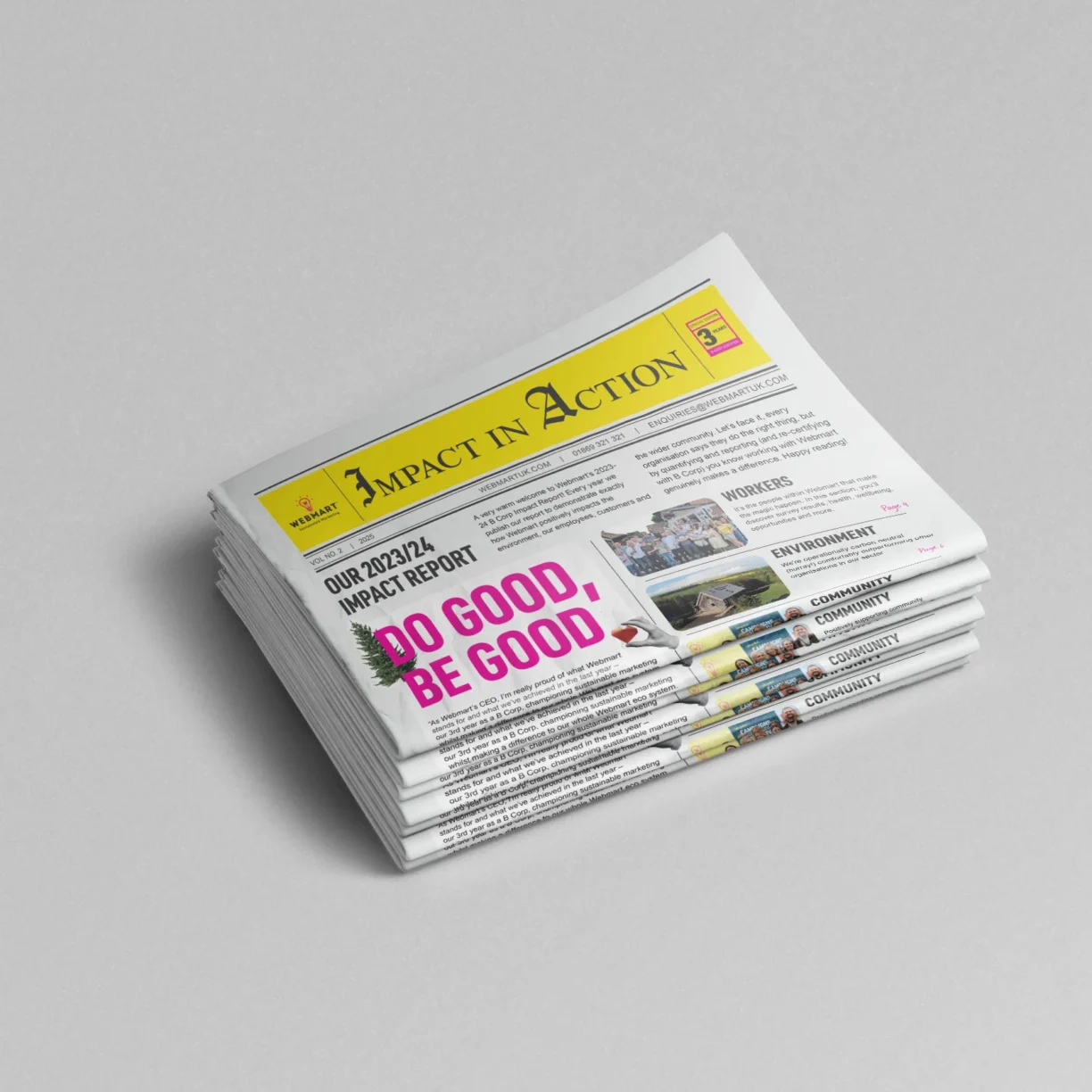 Our 2023/24 impact report update, printed in a newspaper format