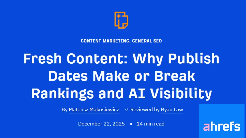 Image by Content Marketing team at Ahrefs - Fresh Content: Why Publish dates make or break rankings and ai visibility