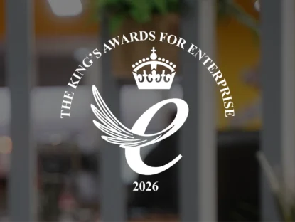 The King's Awards for Enterprise Logo on a background